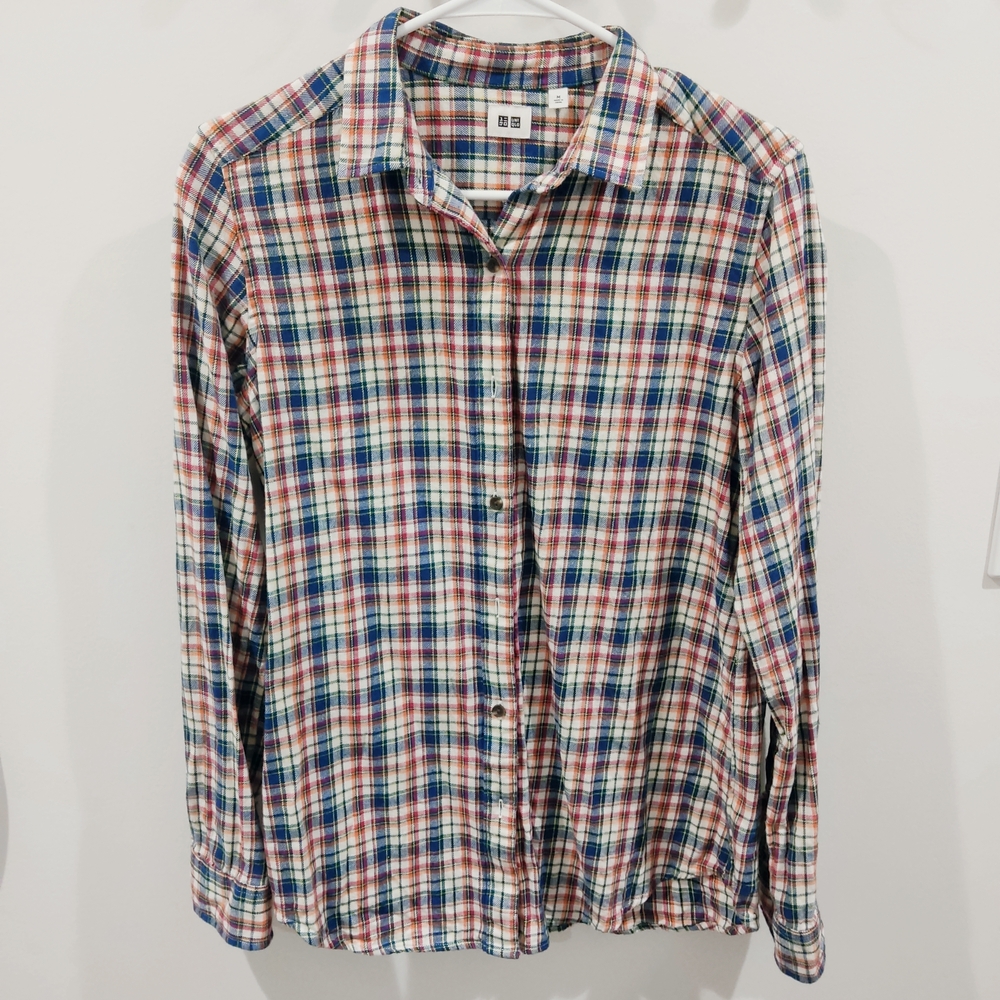 Uniqlo Women's Colorful Plaid Button Down Shirt